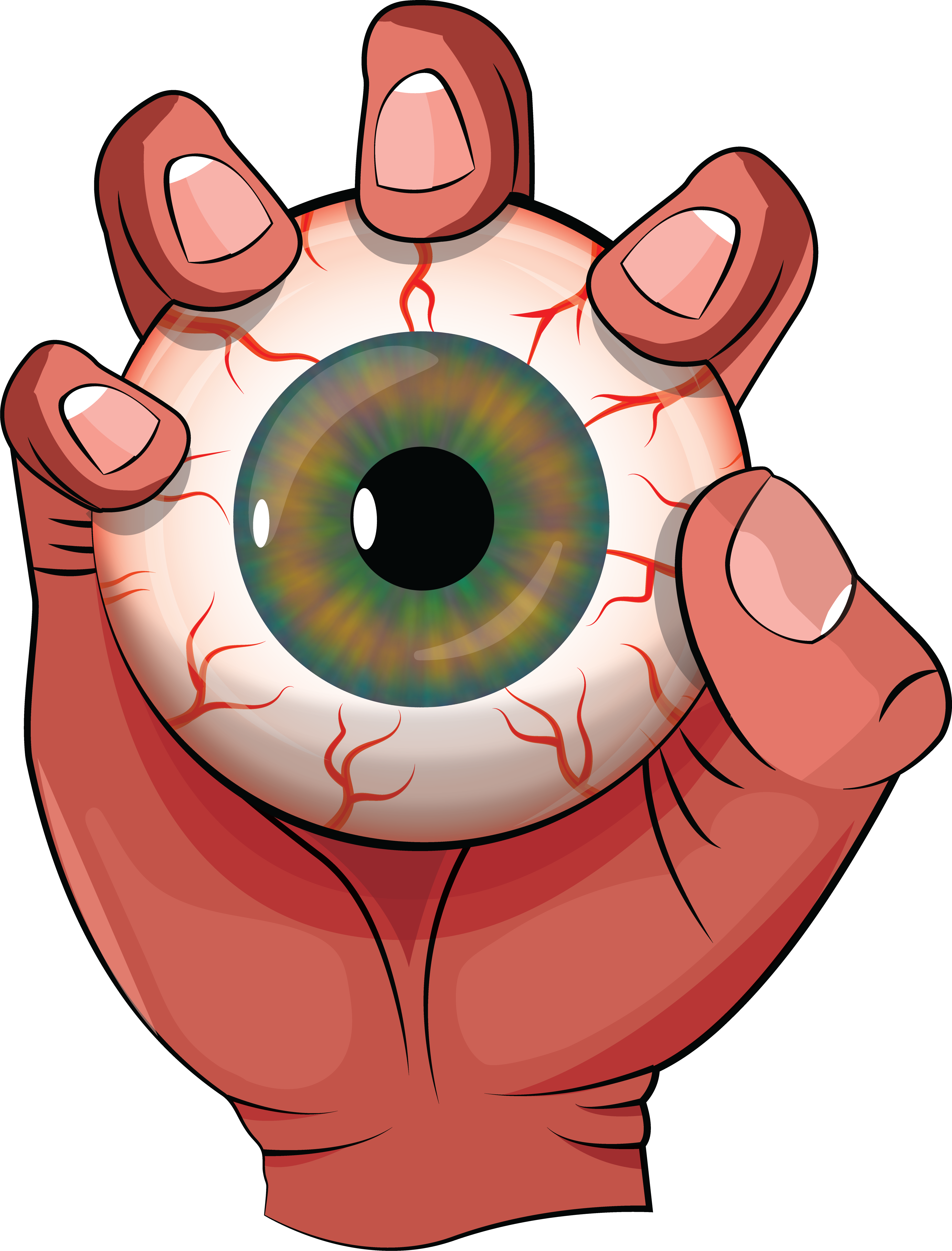 Illustration of a hand holding an eyeball.